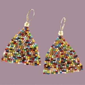 HANDMADE GLASS EARRINGS | Beehive Small Batch Handwoven Earrings in Sugar Layer